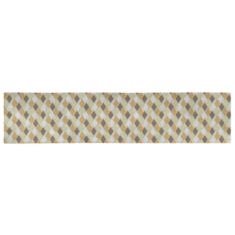 Chemin de table diamants rétro Avicia, 91,5 po x 17,5 po, Polyester, Orange / Vert