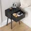 Ensemble de 2 tables de chevet noires, petite table de chevet avec tiroir en tissu
