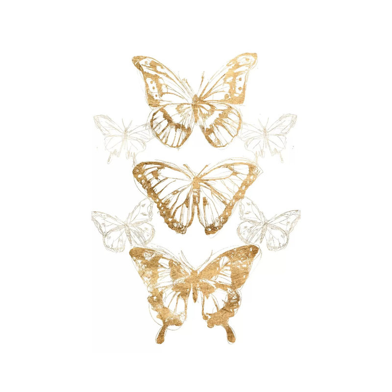 Gold Butterfly Contours II by June Erica Vess - Wrapped Canvas Print, 66.04cm H x 45.72cm W