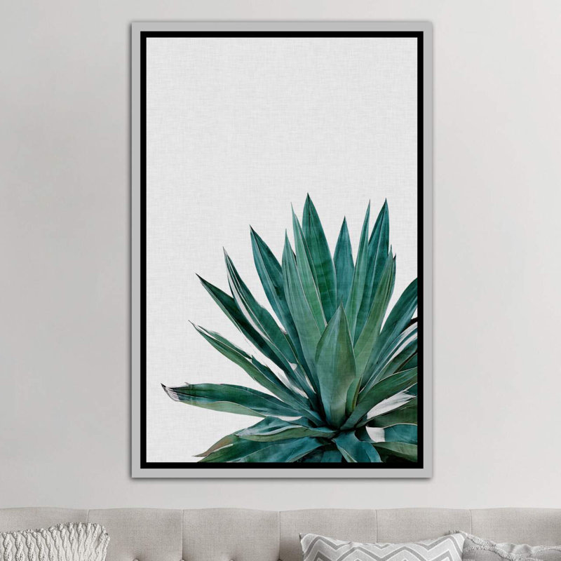 « agave cactus »-impression photographie, H 48 po x l 32 po x P 1,5 po, Toile avec cadre argenté