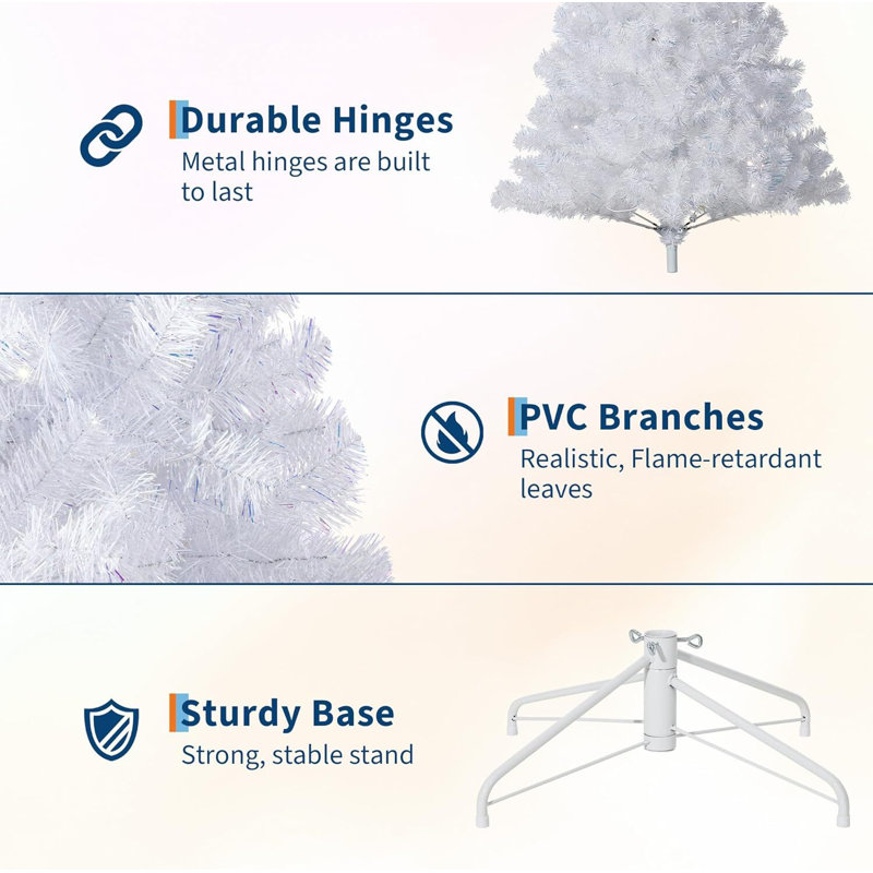 Arbre de Noël avec flocons de neige pré-éclairés, pliable, H 7 pi 6 po