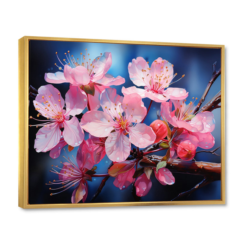 «Apple Blossom Translucent Glow II», reproduction sur toile, H 34 po x l 44 po x P 1,5 po, Cadre flottant doré