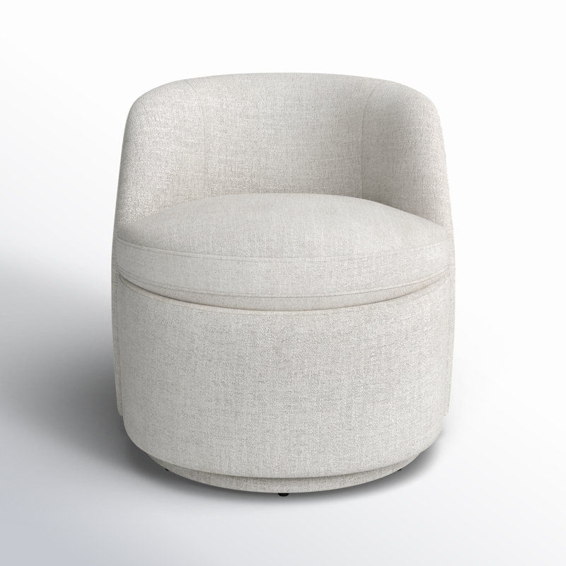 Carmelo Estes Upholstered Swivel Barrel Chair, Nathan Wheat Performance Tweed