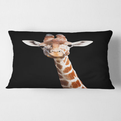 Gros plan, housse de coussin rectangulaire avec insert en V Portrait d'une girafe