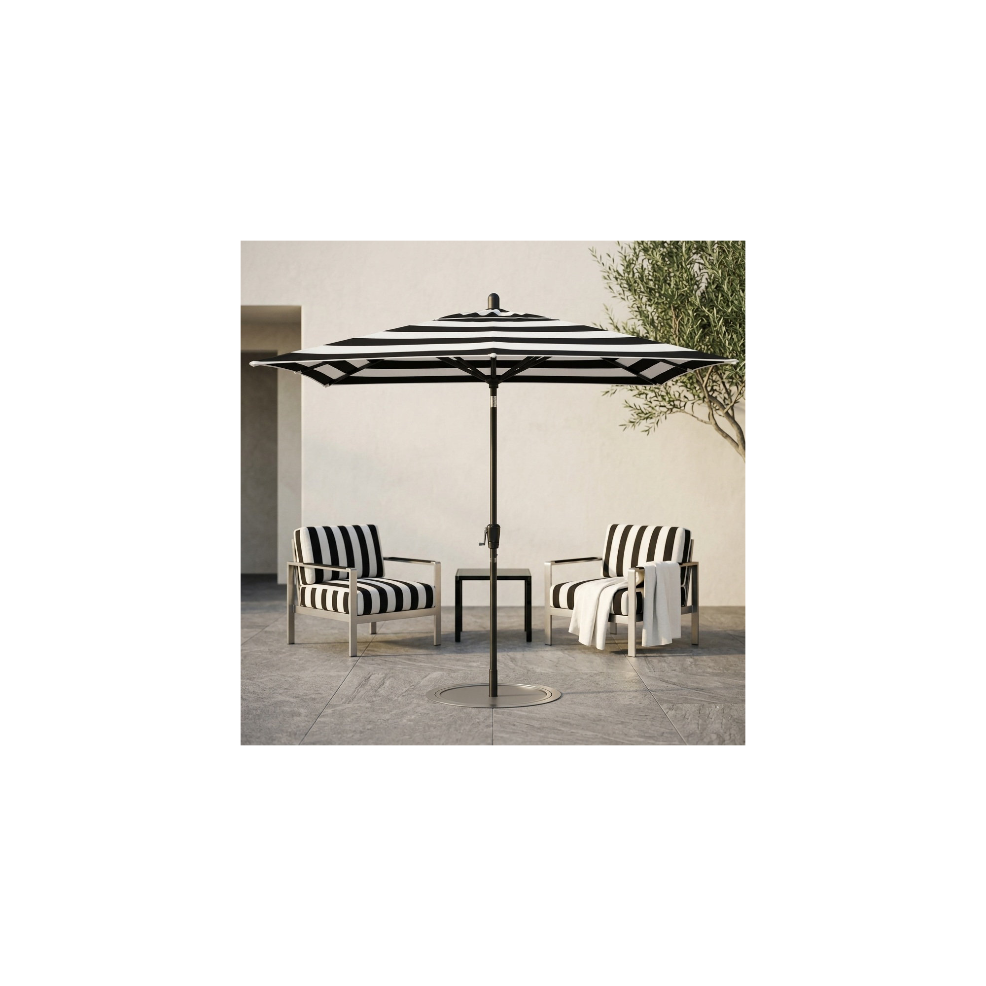 Natalie 103'' Outdoor Umbrella, Black Stripe Sunbrella®, Black Sapphire