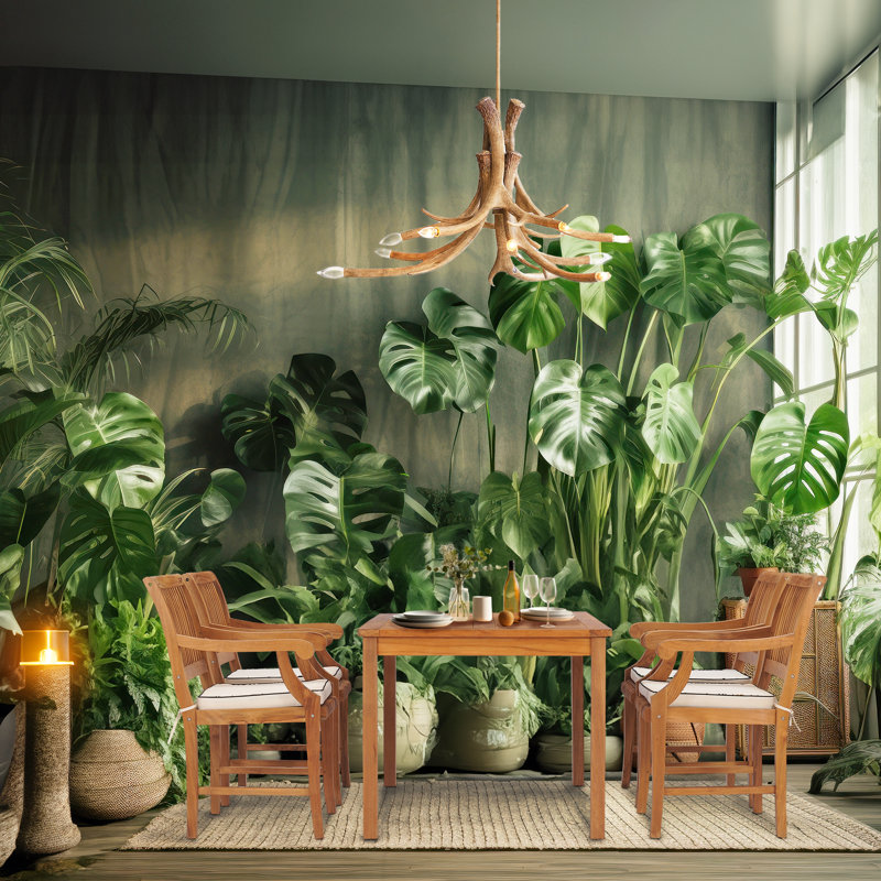 Outdoor 5 - Piece Teak Dining Set with Cushions