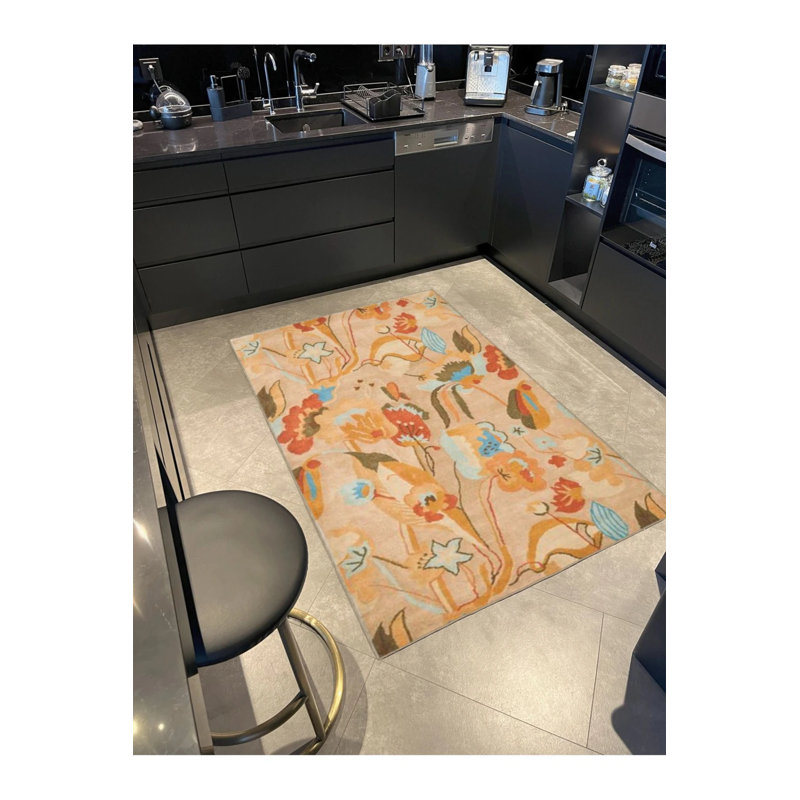 Tapis tissé à motif floral, Rectangle 2 pi 4 po x 4 pi