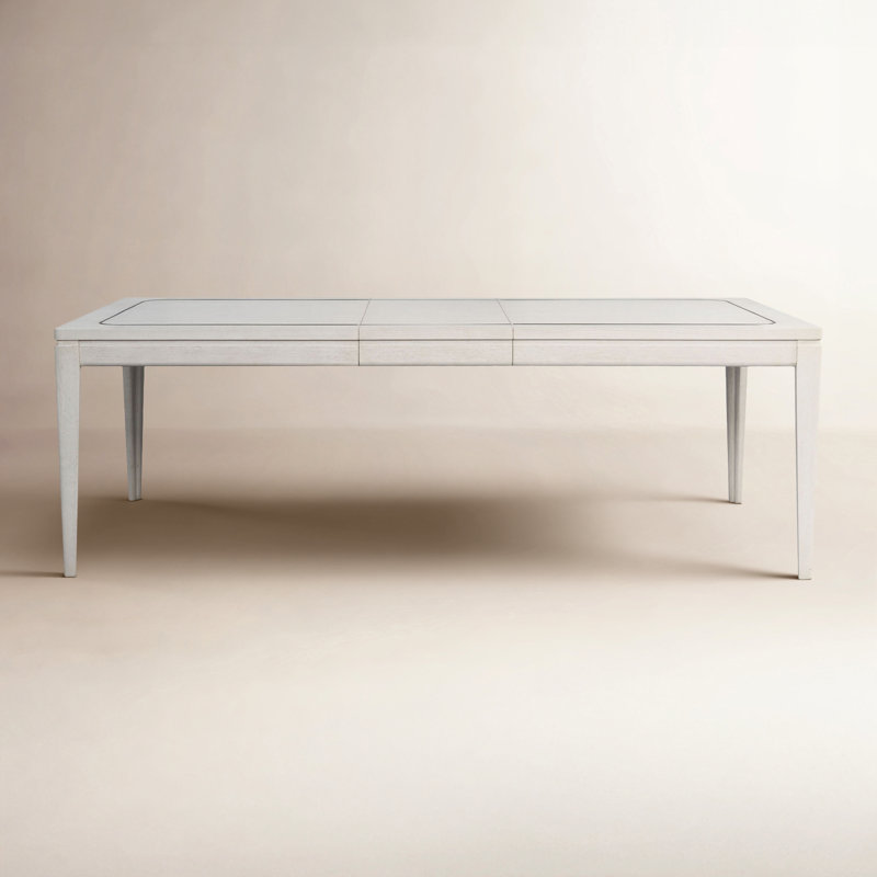 Marielle Extendable Dining Table with Metal Inlay – Vanilla Finish, American Red Oak Veneer, 72"–90"