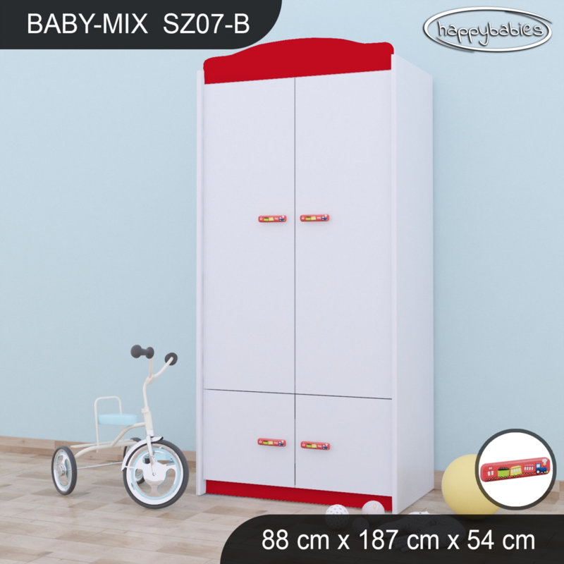 4 Door Wardrobe, Red