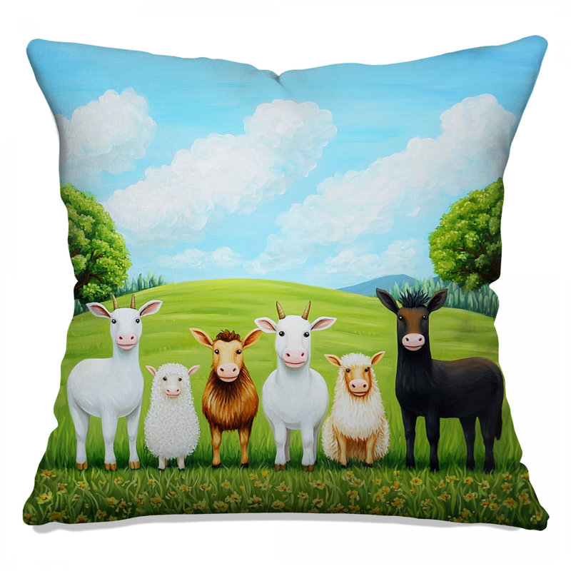 Farm Animals Throw Pillow, Animals Double Sided Pillows, 20 x 20 inches