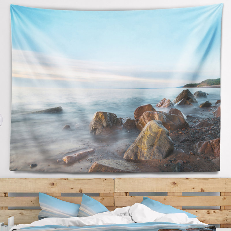 Tapisserie canada seascape cape breton beach-écosse, H 68 po x l 80 po