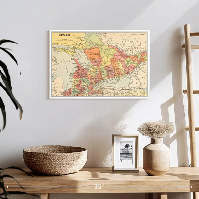 Carte de Ontario, Cadre flottant blanc, 19 po x 13 po
