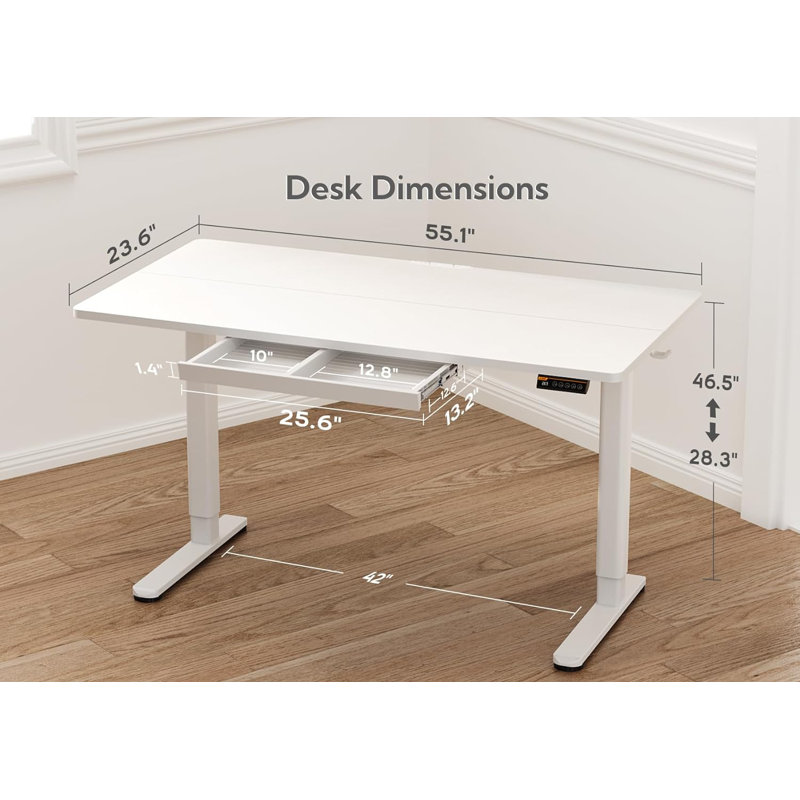 Mathys Computer Desk, White, 55.1” W x 23.6” D
