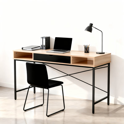 Desk with Built-in Outlets - Modern Office Desk with USB Charging Ports