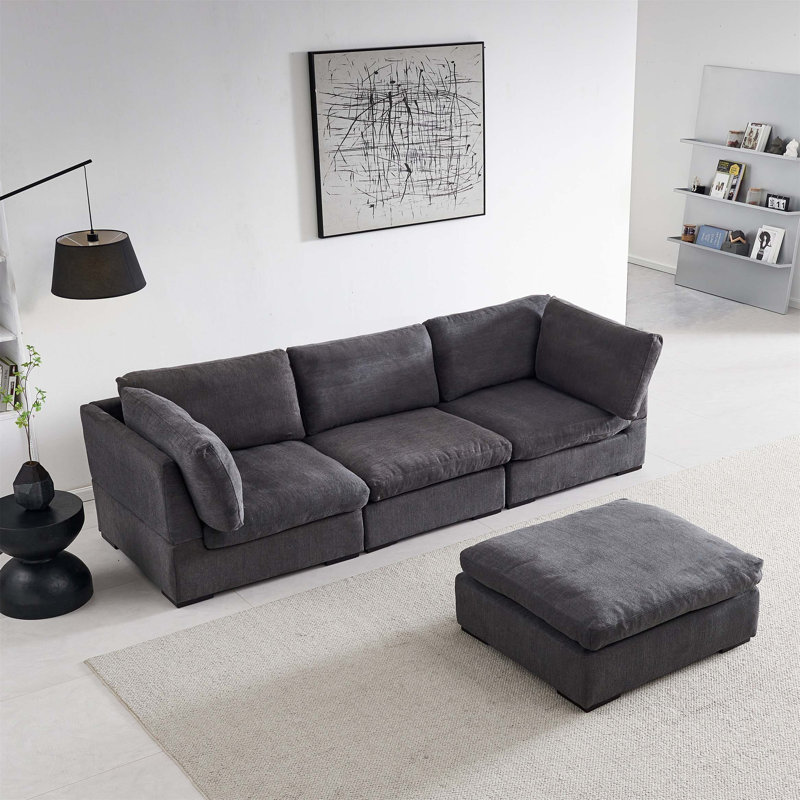 Joani Modular Sofa Chaise, Dark Gray Fabric