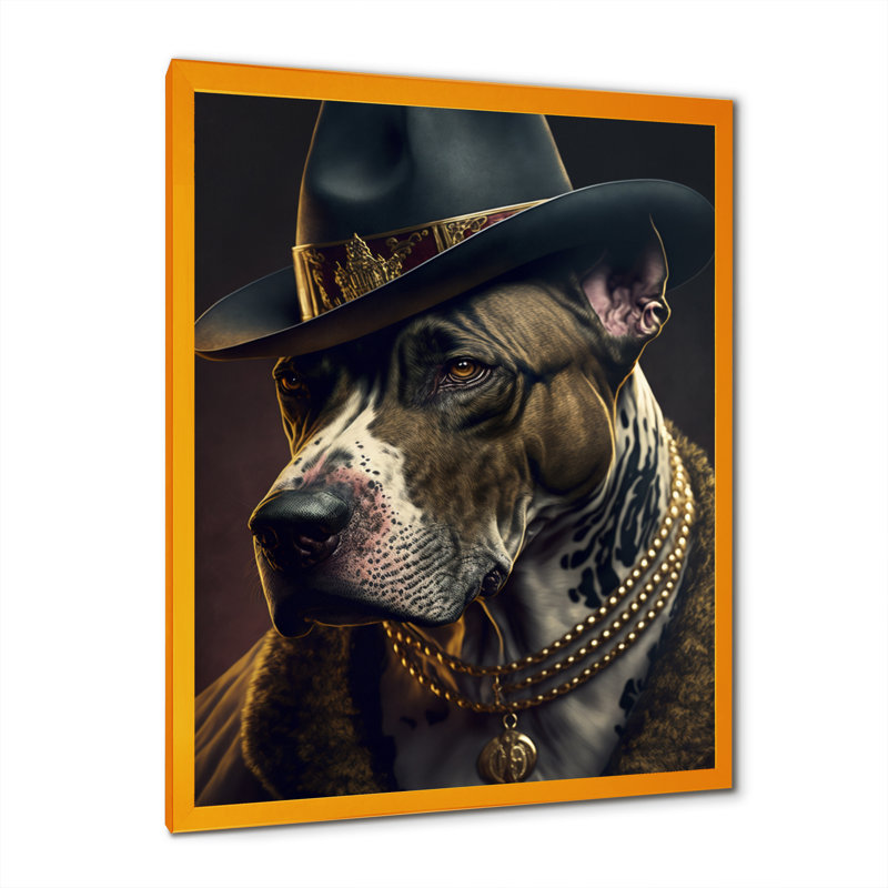 Mafia Pitbull II - impression sur toile, H 32 po x l 16 po x P 1 po, Encadrement doré
