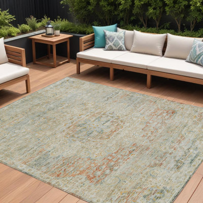 Tapis intérieur / extérieur brun clair 9 'x 12' Medallion