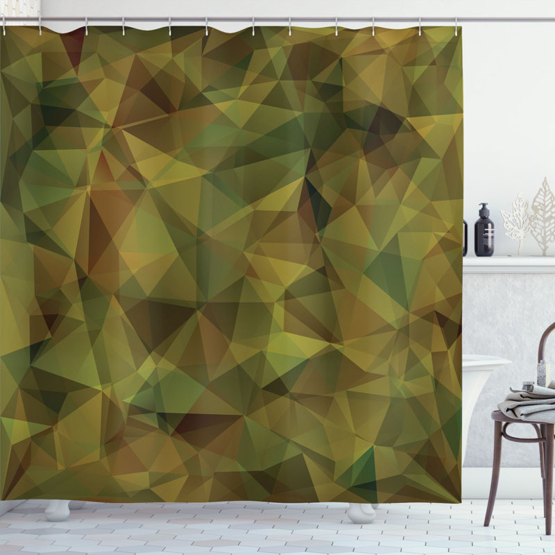Geometric Shower Curtain with Hooks Included, Pale Coffee, 70" H x 69" W
