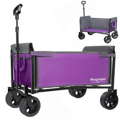 Chaises améliorées de 5 po x 2 po de large, chariot pliant convertible tout-en-un avec ouverture latérale et laisse pour chien, sièges et rangement polyvalents, capacité de 220 lb pour le camping, la plage, le magasinage, le mauve