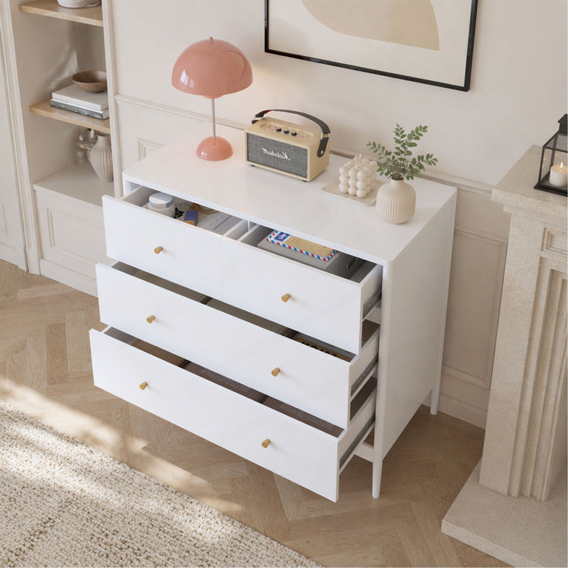 Commode blanche à 4 tiroirs pour enfants