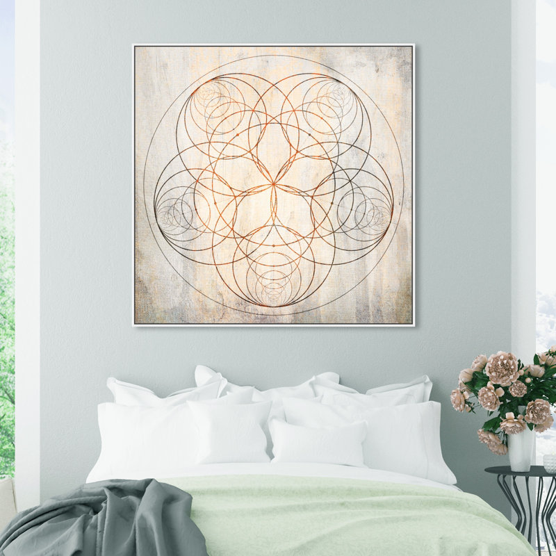 Geometria Sa Geometric - impression, Toile blanche encadrée, H 40 po x l 40 po