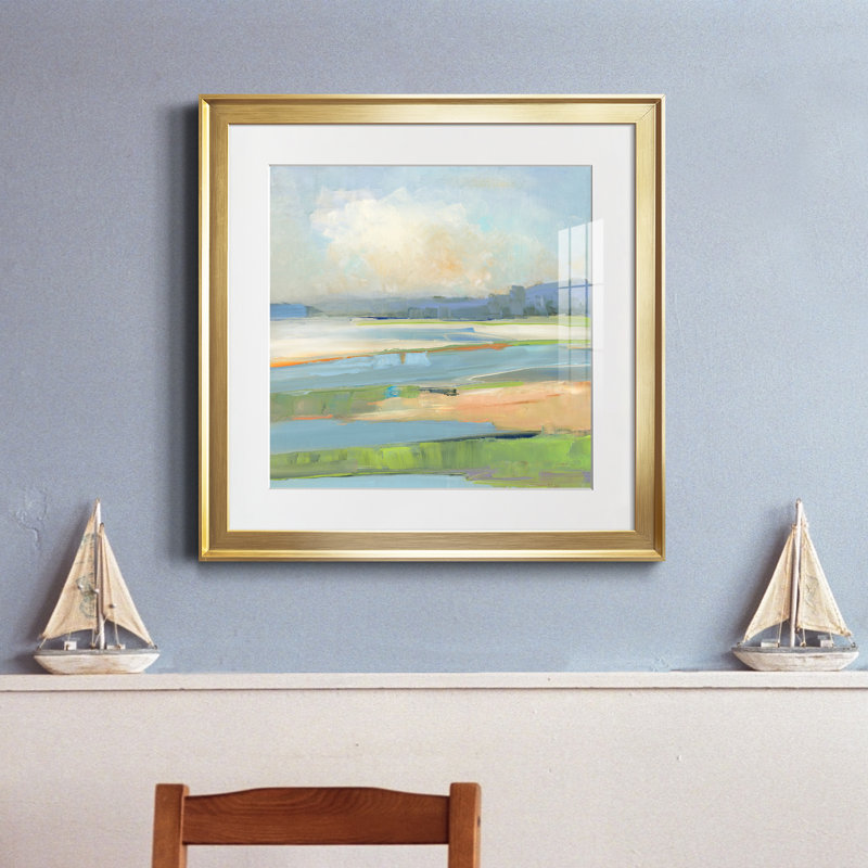 Pastel Coast - Reproduction d'art sur papier encadrée, Papier encadré doré, H 17,5 po x l 17,5 po x P 1,5 po