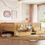 Grand lit pour enfants avec tablettes intégrées et tiroirs de rangement, escalier de sécurité et garde-corps, naturel clair-130068554-130068555