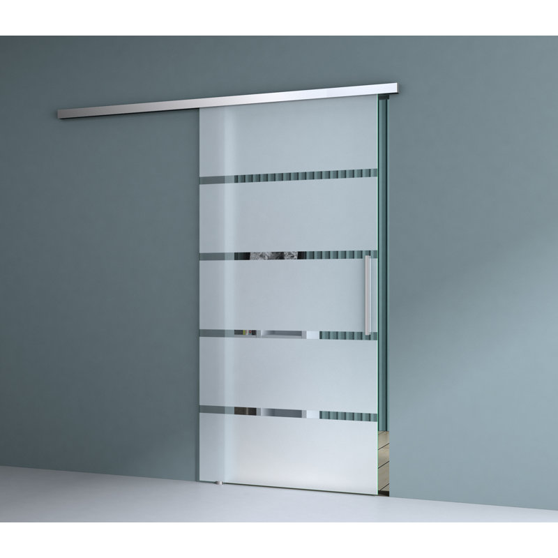 Durovin 900mm internal Sliding Glass Door Frosted Sections Bar Handle With Soft Close, 900mm x 2050mm