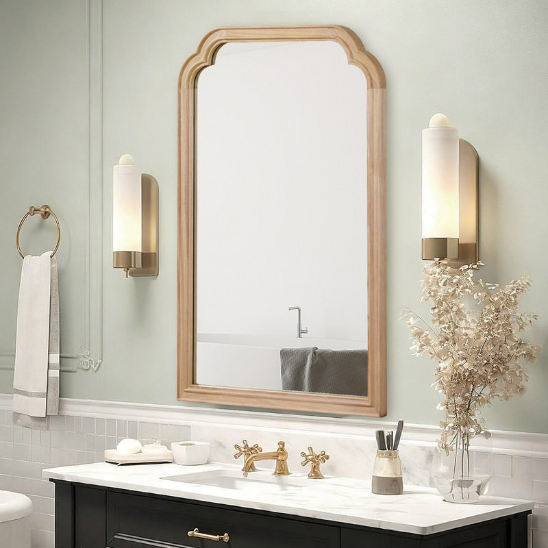 Miroir de coin 24 po x 36 po, 36 po x 24 po, Bois naturel