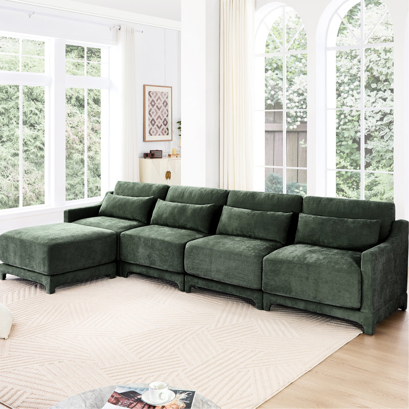 Quatre places avec un design exquis, un tissu chenille et des espaces assortis pour la détente, un revêtement, un soutien lombaire ergonomique, différentes tailles de pièces mobiles
