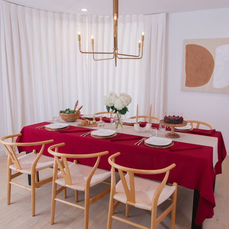 Fisher Rectangular Stain-Resistant Polyester Tablecloth, Cranberry, 108" x 60"