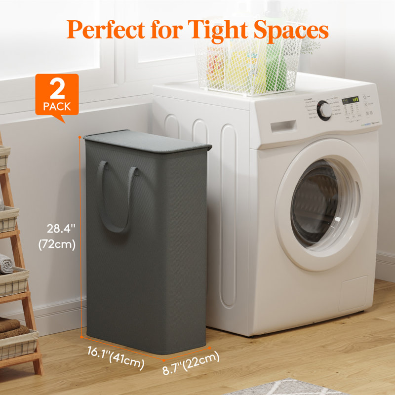 Fabric Laundry Hamper, 28.346" H x 8.661" W x 16.142" D, Gray