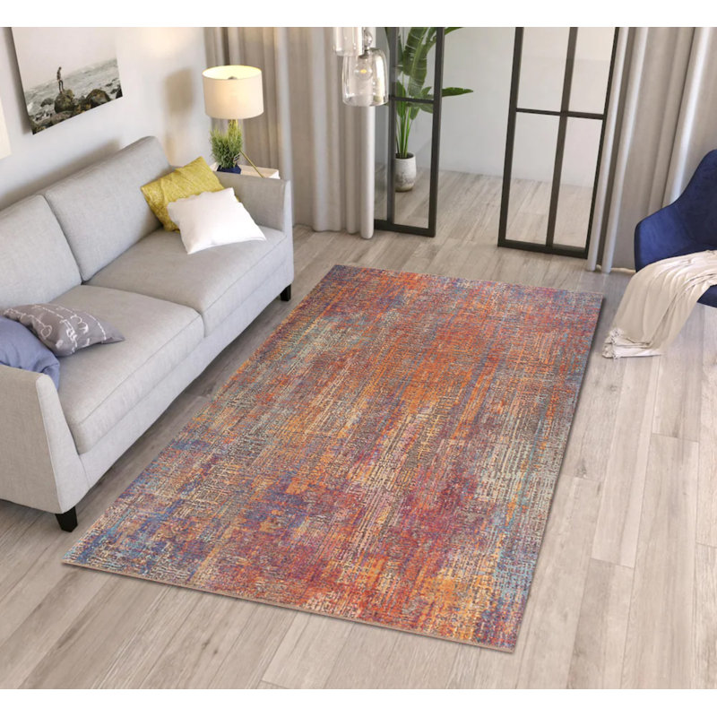 Tapis décoratif brun à motif oriental rétro, Rectangle 6 pi 11 po x 10 pi 3 po