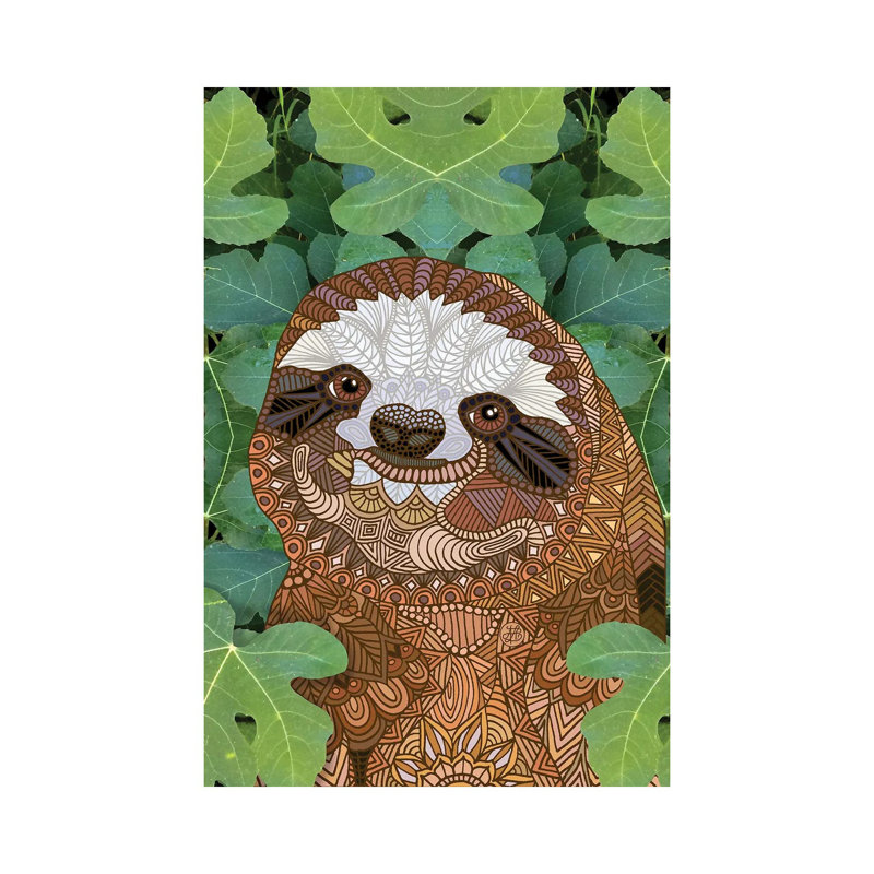 «Happy Sloth» par Angelika Parker - Giclée sur toile tendue avec châssis, H 60 po x l 40po x P 1,5 po