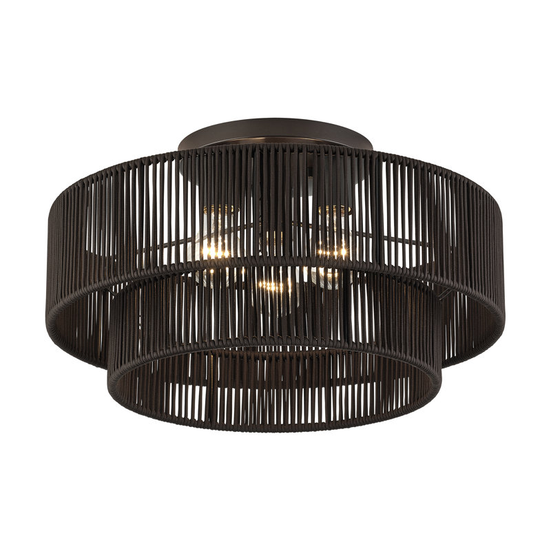Acordia English Bronze Large Semi-flush, Bronze, Brown, 10" H x 18" W x 18" D