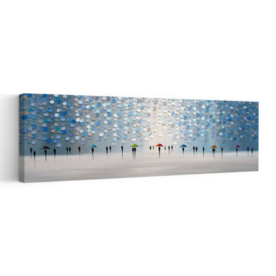 «Rainy Day Umbrellas», art abstrait de la ville moderne et colorée