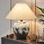 Lampes de table en céramique à base de porcelaine noire et blanche 15,75 po à 1 lumière avec abat-jour en tissu Birdsboro-1580389615