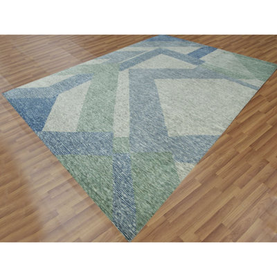 Waynard One-of-a-Kind 10' X 14' New Age Wool Area Rug Green