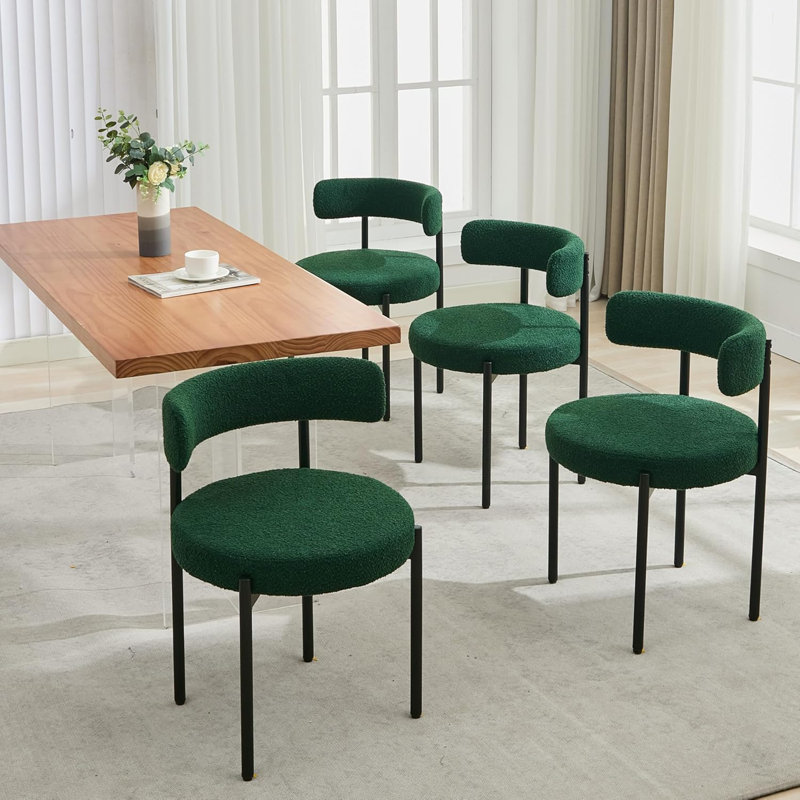 Chaise de salle à manger rembourrée Modern, 4, Vert, Noir, noir, noir, noir