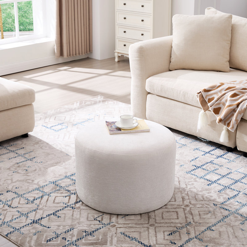 57.5cm Wide Round Solid Colour Standard Ottoman