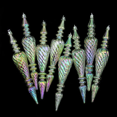 Green Shatterproof Transparent Spiral Christmas Finial Ornament