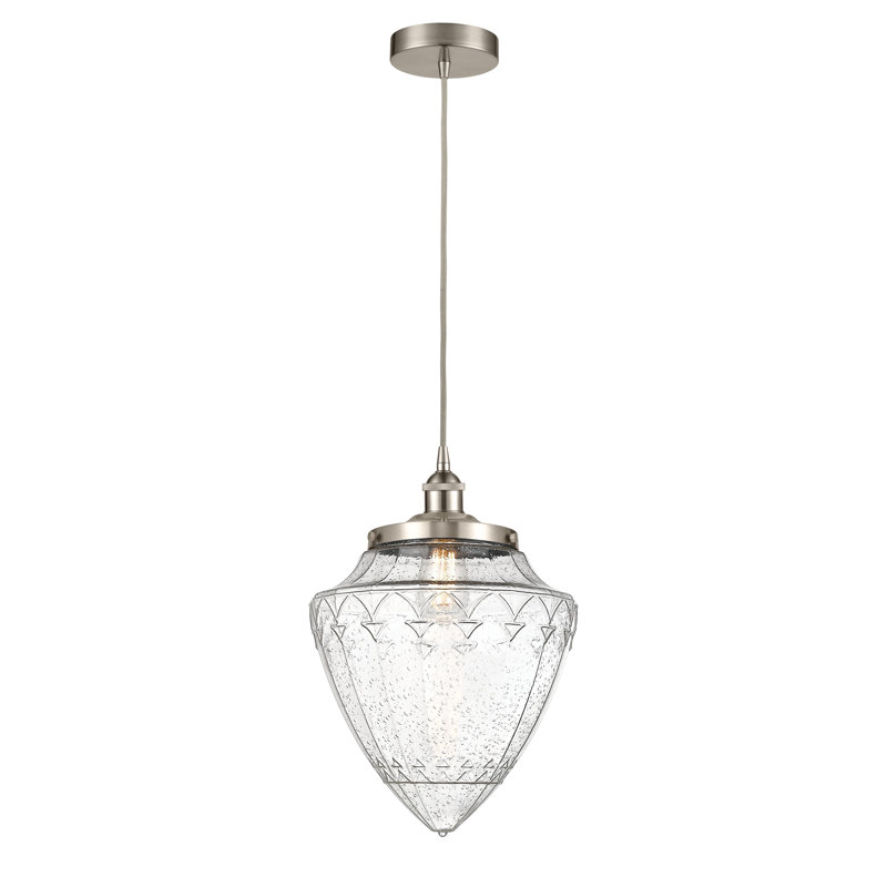 Lanaija 1 - Light Single Pendant, 16.75" H x 12" W x 12" D, Brushed Satin Nickel