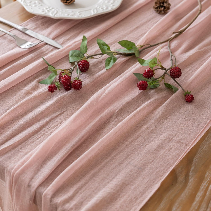 10 pièces de chemin de table en chiffon rose poudré 120 pouces pour décoration de mariage | Pour le mariage, fête de fiançailles, fête de fiançailles, fête de fiançailles, décoration de maison rustique 10 pi