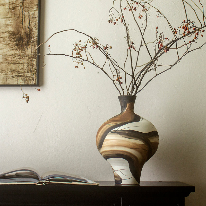 Vase de table en céramique marron de style milieu du siècle