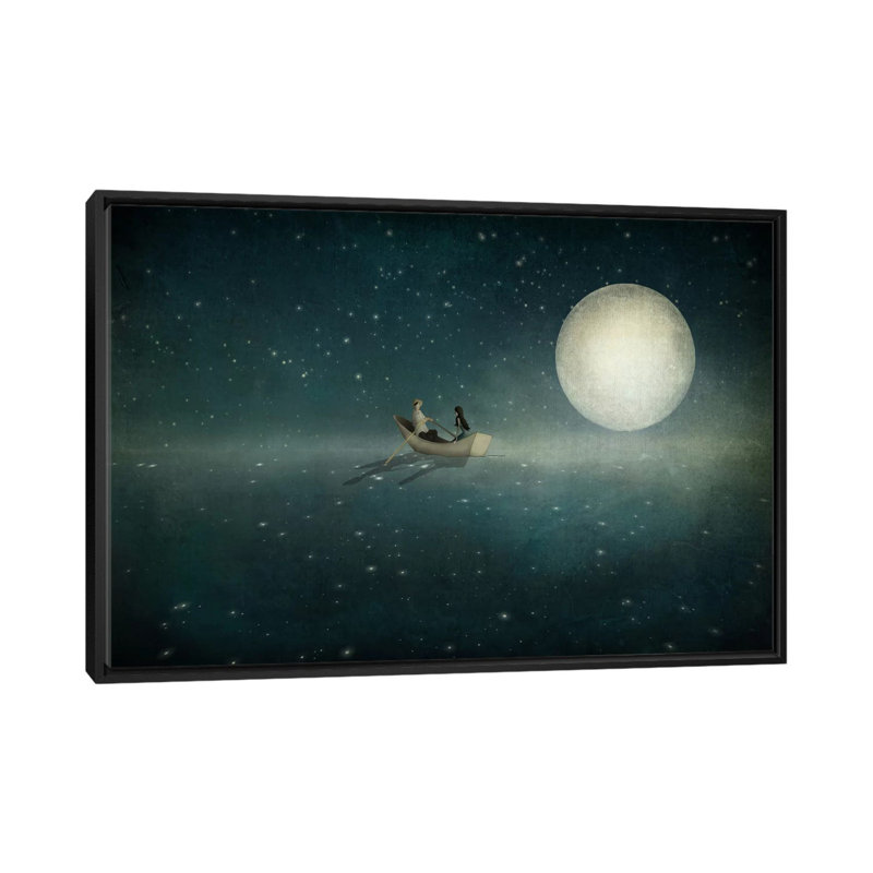 «Moonlight», reproduction d'impression sur toile, H 18 po x l 26 po x P 1,5 po, Toile avec cadre noir, Pas de tapis