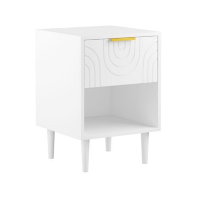 Modern Nightstand with One Drawer and Open Shelf,Ideal for Bedroom Decor