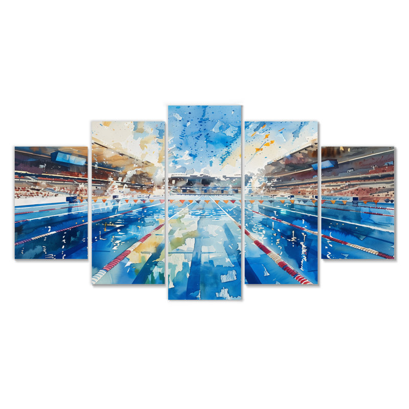 Piscine olympique avant la course II - Ensemble de salon d'art mural