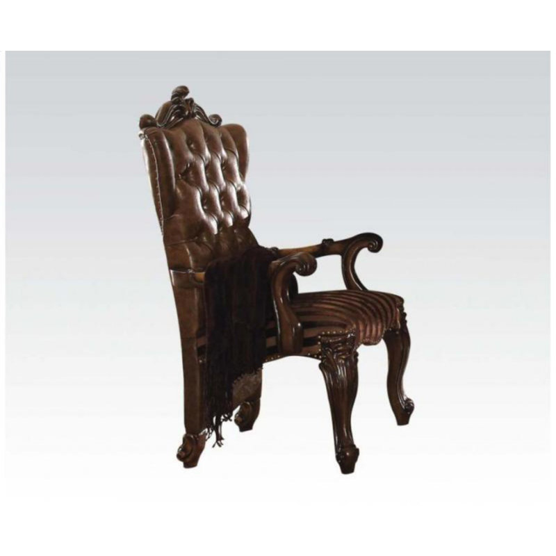 Fauteuil capitonné Nekoma, Brun