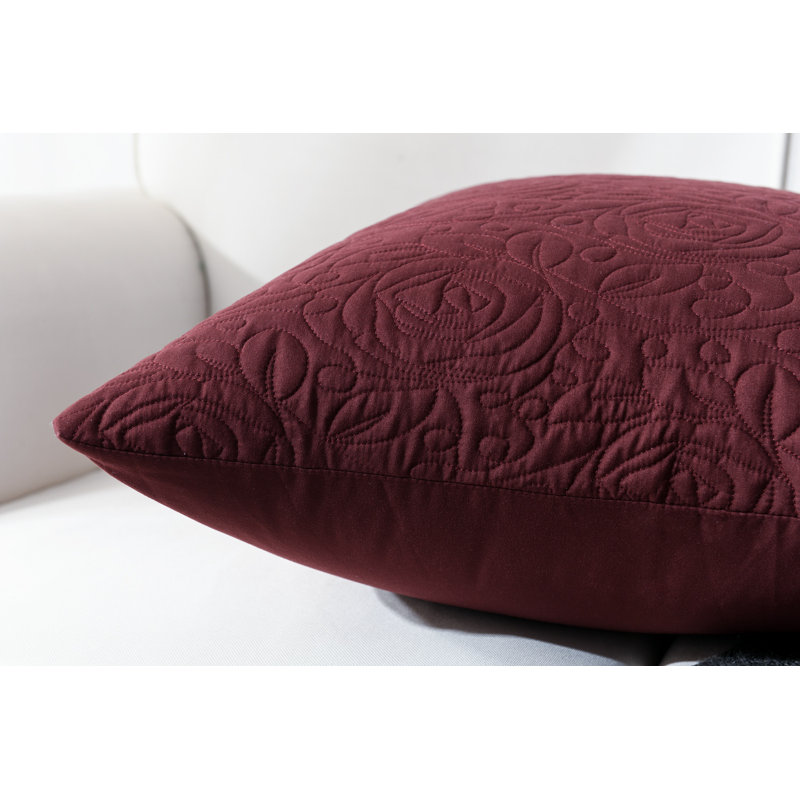 Burgundy Cotton Embroidered Euro Sham Set