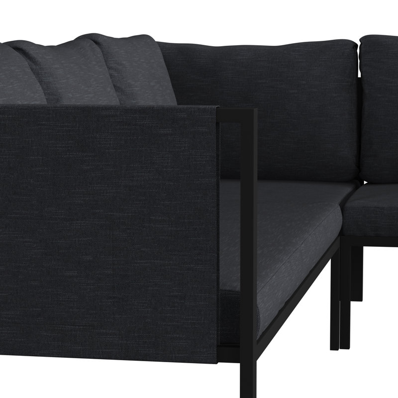 Annegriet Steel Frame Sectional with Included Cushions and Storage Pockets, Gray